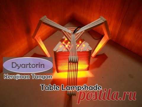 Popsicle stick table lamp shade making | kerajinan stik es krim | ice cream stick art and craft