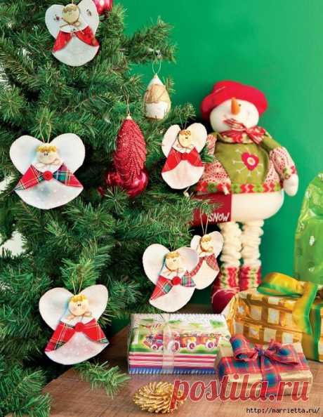 Рождественские АНГЕЛЫ - текстильные игрушки для елочки
