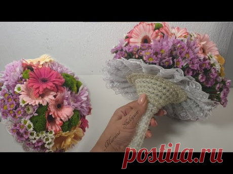 Свадебный букет на портбукете из живых цветов Wedding bouquet✔ Marine DIY Guloyan✔