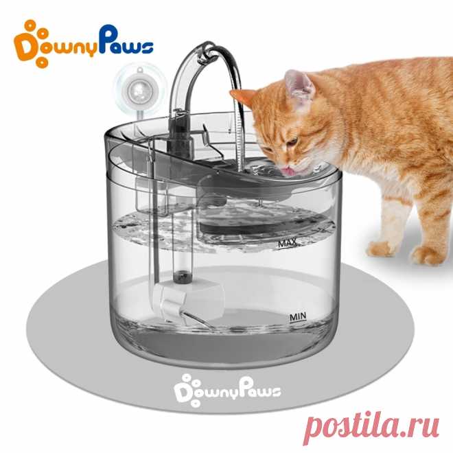 Автоматический фонтан для воды для кошек, 2 л, с краном, дозатор воды для собак, прозрачная зеркальная Питьевая кормушка, 2 фильтра, датчик движения|Принадлежности для кормления и поения кошек| | АлиЭкспресс