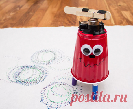 Homemade Wigglebot - A First 'Robot' Full, step-by-step, picture tutorial for making an easy, fun, drawing robot. A great first robotics projects for kids of all ages.
