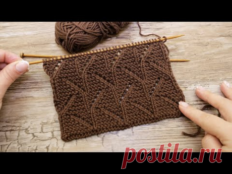 Узор «Ростки» спицами 🌱 «Sprouts» knitting pattern