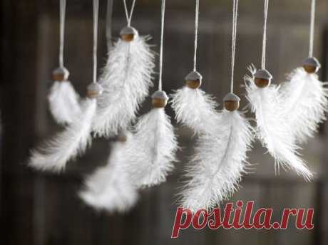 Рождественские ангелы из перьев - Домашний hand-made