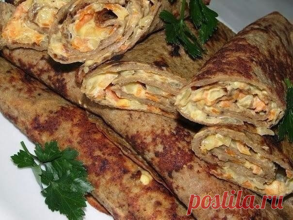 Печеночные блинчики с начинкой — очень вкусно