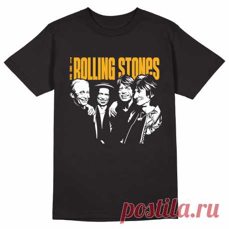 Мужская футболка «The Rolling Stones. Роллинг Стоунз. Rock Music.» цвет черный - дизайнер принта Kaplio