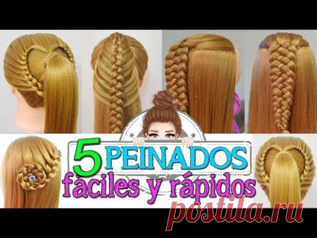 5 Peinados Faciles y Rapidos con Trenzas para Fiestas /Escuela/Niñas - Recogidos y Semirecogidos