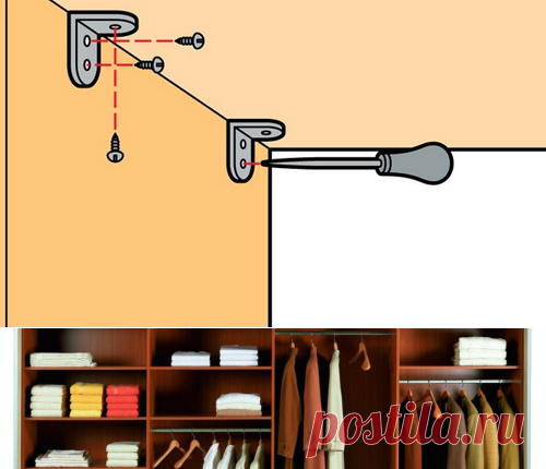 Крепления для полок в шкафу: два самых распространенных метода