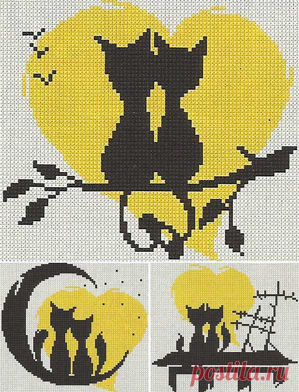 Две котки (вышивание крестом, схема)