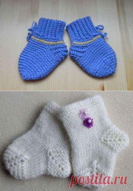 Носочки для новорожденных спицами