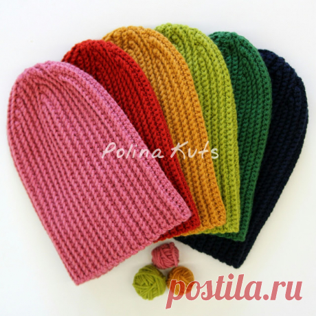 Polina Kuts: Мастер-класс: шапка бини крючком узор "Резинка". Ribbed beanie hat