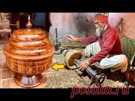 How 80 year old Carpenter to make a Beautiful Wooden Hotpot ||  Ingenious Wooden Hotpot Making