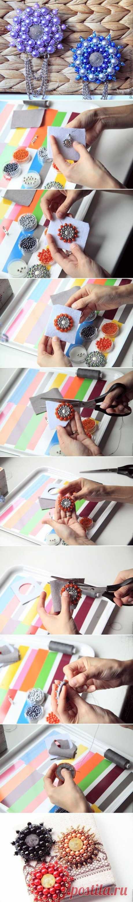 DIY Beads Flower Brooch | бисер