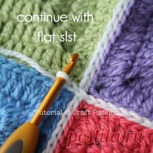 Flat Slip Stitch Join For Granny Squares