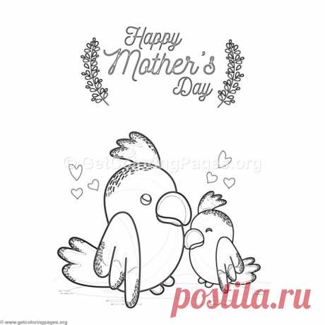 Cute Cartoon Parrot Happy Mother&amp;#8217;s Day Card Coloring Pages &amp;#8211; GetColoringPages.org