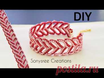 Herringbone Heart Bracelet || DIY Bracelet || How to Make beaded bracelet #sonysree