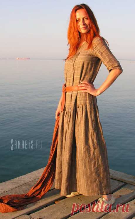 Купить Длинное платье из льна &quot;Свободный стиль&quot; ~ Sanabis