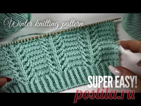 ПРОСТОЙ РЕДКИЙ КЛАССНЫЙ УЗОР! + планка 🌟🌟🌟🌟🌟SUPER EASY BEAUTIFUL KNITTING PATTERN!