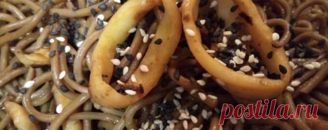 Соба с кальмарами - Диетический рецепт ПП с фото и видео - Калорийность БЖУ