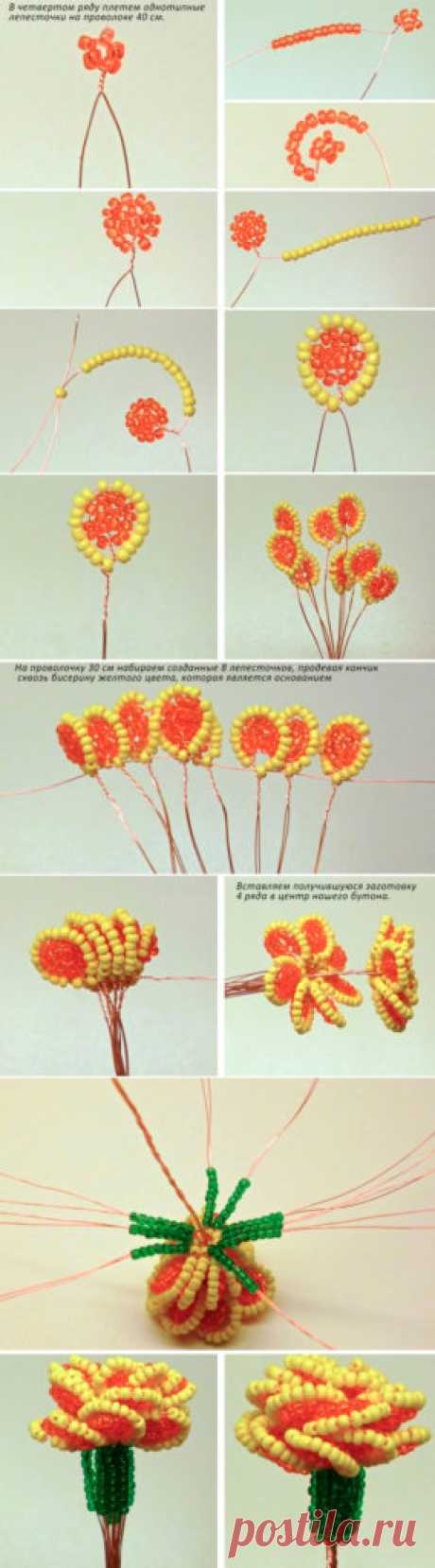 Цветы из бисера схема легкая Рукоделие для дома своими руками. Мастер-классы, уроки и креативные идеи.