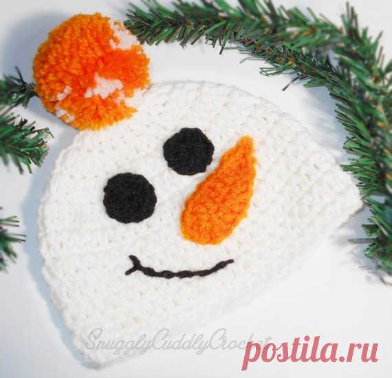 Cute Snowman Hat for Baby, Infant, Toddler or Child  Crochet Christmas Stocking Cap Have your little one ready for the holidays ahead with this fun snowman hat! Makes a great gift! SIZE: see my reference guide below for average sizes/ages  I used acrylic yarn for easy care..It can be machine washed warm on gentle or hand washed. Lay flat to dry. Are you needing