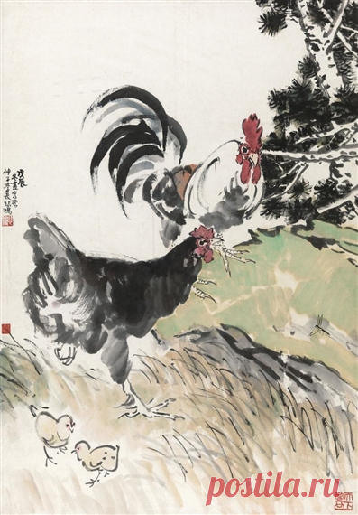 Roosters and Chicks, 1928 - Xu Beihong - WikiArt.org ‘Roosters and Chicks’ was created in 1928 by Xu Beihong in Ink and wash painting style. Find more prominent pieces of animal painting at Wikiart.org – best visual art database.