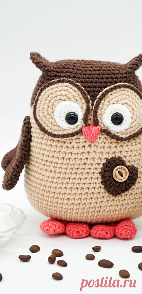 PDF Сова крючком. FREE crochet pattern; Аmigurumi toy patterns. Амигуруми схемы и описания на русском. Вязаные игрушки и поделки своими руками #amimore - сова, совушка, совёнок, птица, птичка.