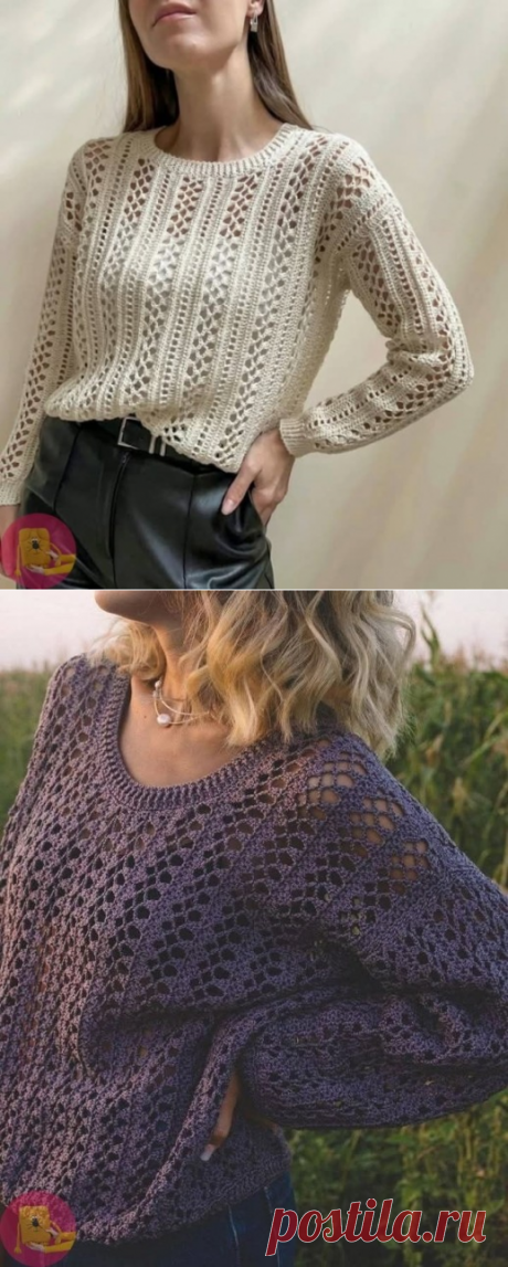 ​Ажурные джемперы крючком