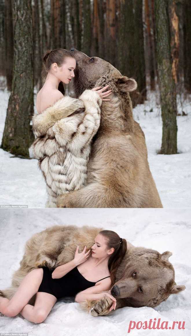 Снежная фотосессия двух моделей из России в обнимку с медведем шокировала Европу • НОВОСТИ В ФОТОГРАФИЯХ