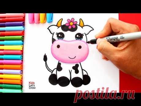 Aprende a dibujar una VACA KAWAII fácil | How to Draw a Cute Cow easy