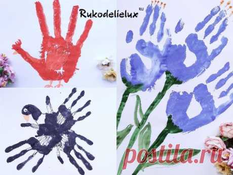 Рисование ладошками для детей красками (гуашь, акварель) — как нарисовать петушка, цветы, ворону своей ладонью