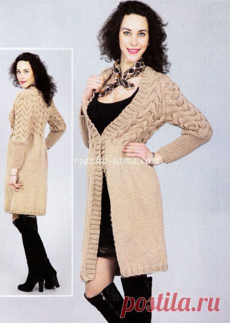 Вязаное женское пальто