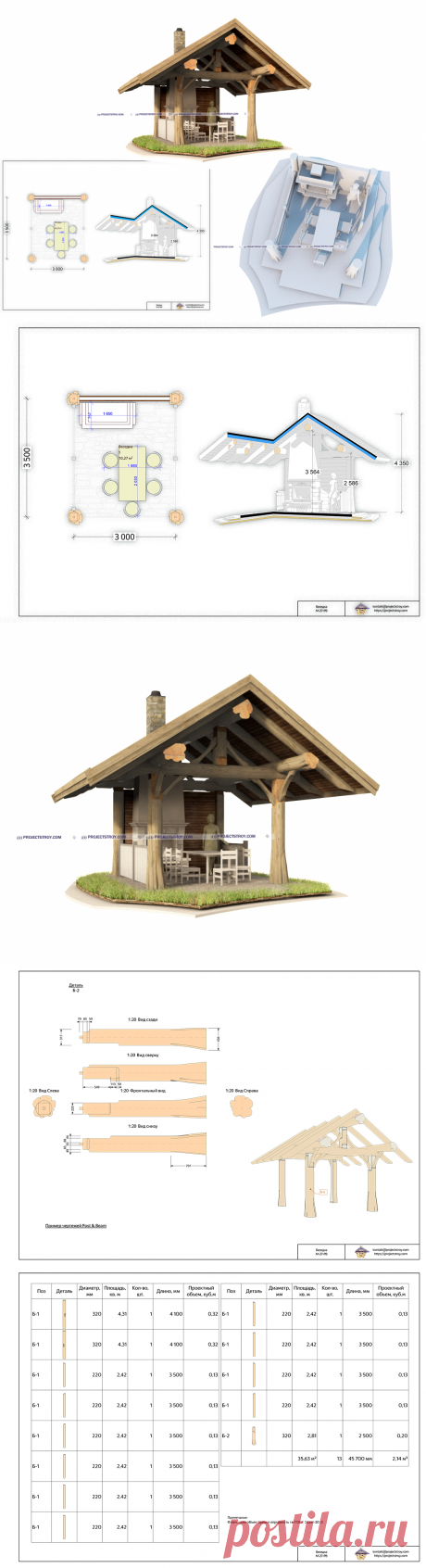 Post and beam проект чертежей беседки