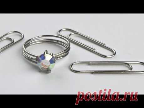 Easy Paperclip Prong Ring with Faceted Gemstone Wire Jewelry Making Tutorial