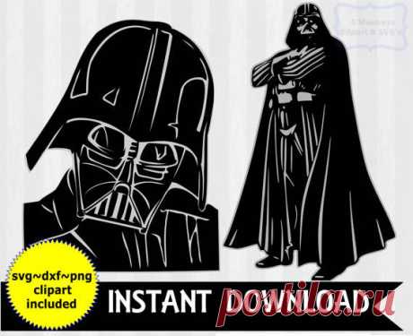 Darth Vader svg, Star Wars SVG, Darth Vader clipart, Starwars SVG files for Silhouette Cameo or Cricut, dxf, starwars, vector, clipart, svg Star Wars Darth Vader Digital Download  ♥ ♥ ♥You will receive the following♥ ♥ ♥  ► 2 SVG Files- Cuts separate layers/colors. Its all done for you! ► 2 DXF Files- To use with the basic silhouette studio ► 2 PNG files with transparent background to use as clip art  You can use this with