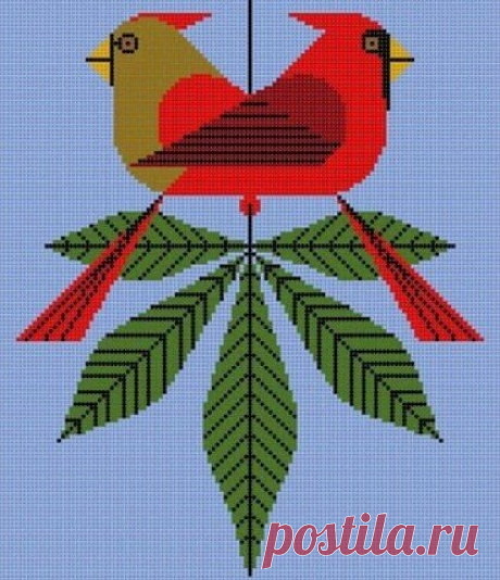 Красные кардиналы Чарли Харпера - схемы для многоцветного вязания. | Вязалки Веселого Хомяка | Яндекс Дзен