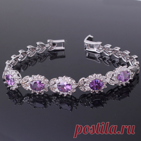 jewelry display for bracelets Picture - More Detailed Picture about Promising Jewelry Gift 18k White Gold Plated Romantic Bangle Purple Crystal Cubic Zirconia Bracelet Free Shipping L113c Picture in Charm Bracelets from Meet You Fashion Jewelry | Aliexpress.com | Alibaba Group