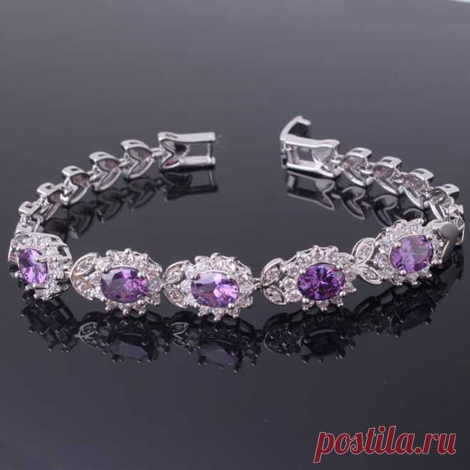 jewelry display for bracelets Picture - More Detailed Picture about Promising Jewelry Gift 18k White Gold Plated Romantic Bangle Purple Crystal Cubic Zirconia Bracelet Free Shipping L113c Picture in Charm Bracelets from Meet You Fashion Jewelry | Aliexpress.com | Alibaba Group