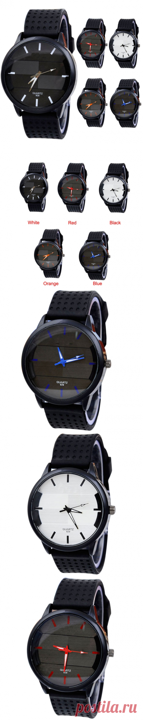 Мужские наручные часы с цветными стрелками и силиконовым ремешком (в наличии черно-синие) - Часы / СЮРПРАЙЗ