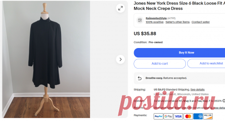 Jones New York Dress Size 6 Black Loose Fit A Line Mock Neck Crepe Dress | eBay