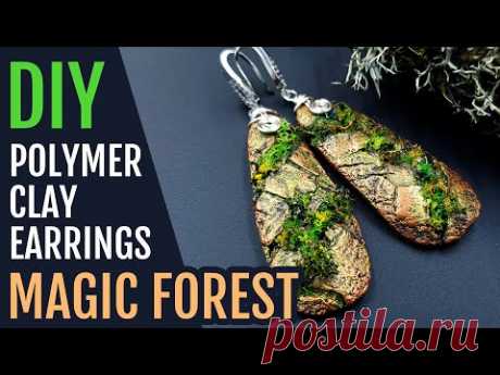 &quot;Magic Forest Gift&quot; - Polymer Clay Earrings - Unique jewelry. Easy to make DIY. Handmade Jewelry
