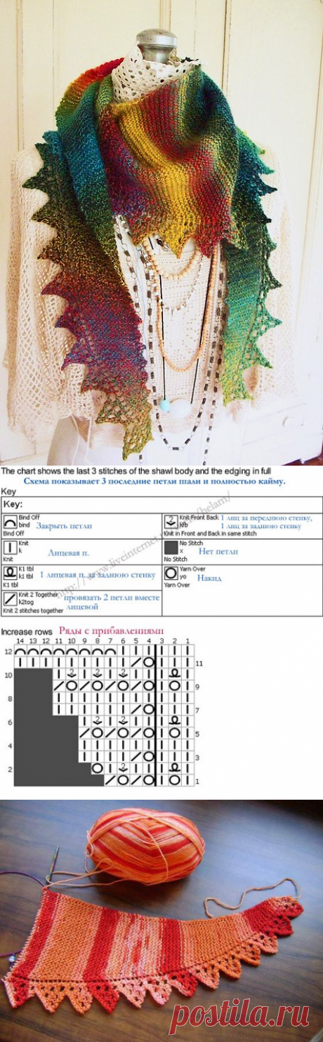 ШАЛЬ-ШАРФ/БАКТУС «НЕДОТРОГА» (Вязание спицами) | Журнал Вдохновение Рукодельницы