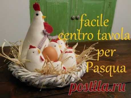 Centrotavola "gallinella con i pulcini" per il giorno di Pasqua  ( country style )
