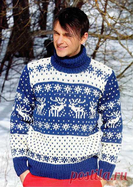 Мужской свитер с оленями спицами – 7 схем с описанием вязания и МК видео - Пошивчик одежды Зимнее предновогоднее время, хочется связать что-нибудь теплое и согревающее любимого мужчину, но при этом праздничное и поднимающее настроение. Взгляните на
