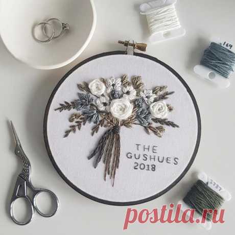 Custom wedding bouquet embroidery | Etsy
