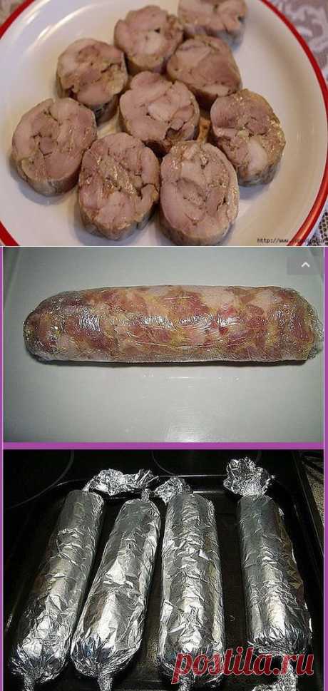 Кулинарные рецепты: Колбаса куриная домашняя быстрого приготовления.