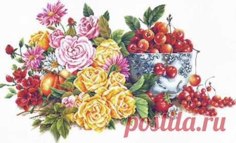 Вышивка &quot;Perfumed Flower and Fruits&quot; | Скачать схему бесплатно на сайте Stitchart.net