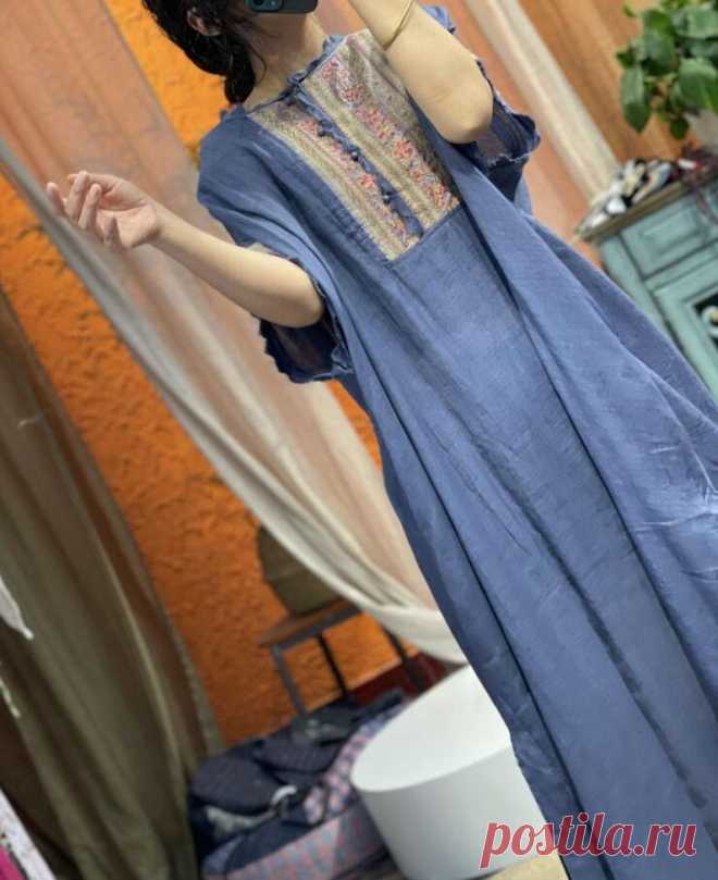Women's linen loose dress large size dress Kaftan | Etsy