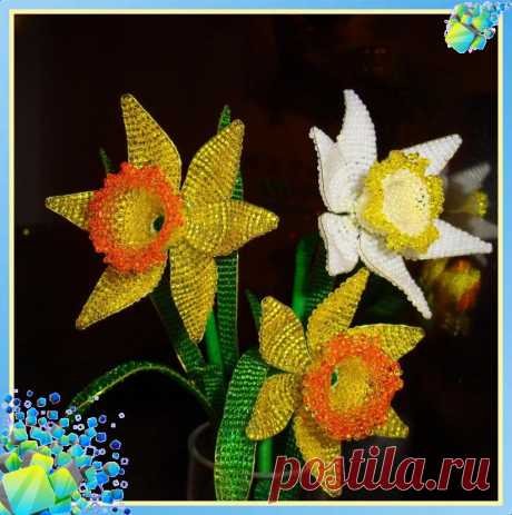 Плетение цветка нарцисса из бисера своими руками