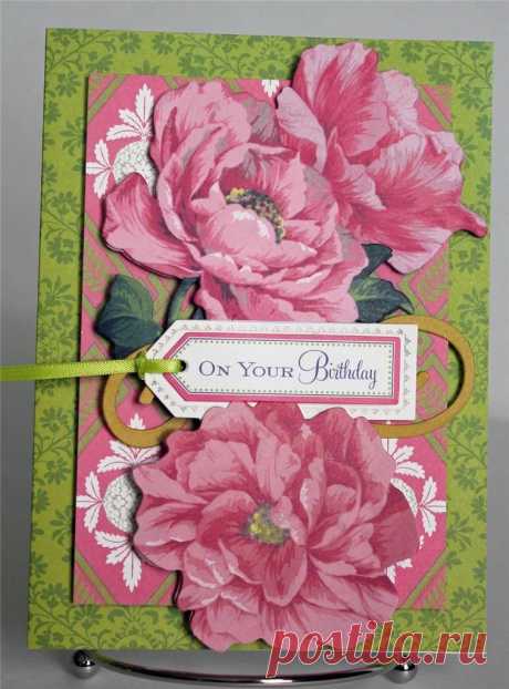 Happy Birthday Handmade Greeting Card Pink Peony Floral Garden Anna Griffin | eBay