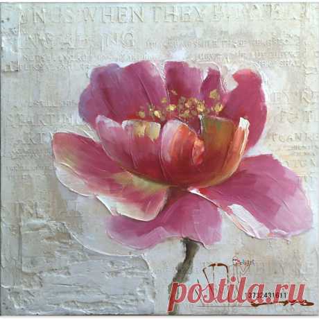 painting chinese Picture - More Detailed Picture about Pink Blooming Flowers Fresh Interior Design Modern Wall Oil Painting House Decorative Unique Murals Picture in Painting &amp; Calligraphy from erliart oil painting factory | Aliexpress.com | Alibaba Group